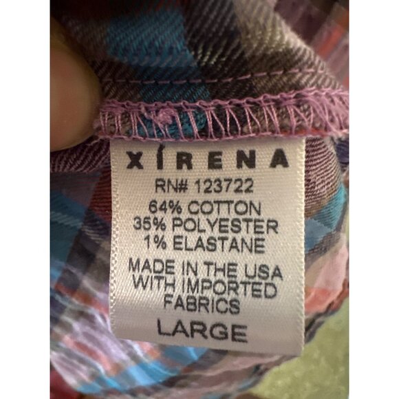 XiRENA Plaid Button-Front Midi Dress With Waist Tie In Pink & Blue Size L - Picture 7 of 8